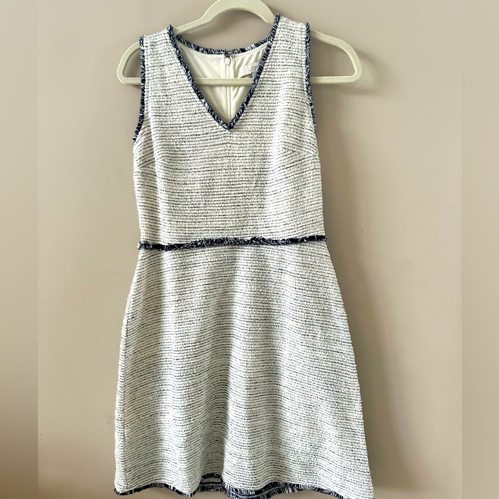 Fringe Boucle Flare Dress